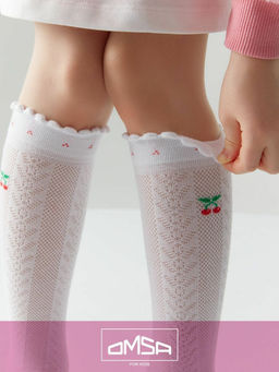 (Omsa) Gambaletto 32А01 (ажурные с рисунком на резинке и пикотами) bianco