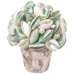 Пасхальное украшение 17*17*21 см "Ракушки с жемчугом", белое с зеленым