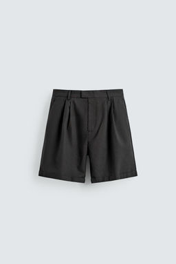 BERMUDA RELAXED FIT PLIEGUES / Negro