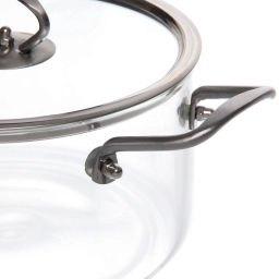 Кастрюля из боросиликатного стекла 2,5л "Хай-Тек" с металлическими ручками