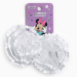 Бант для волос на резинке школьный, белый, 2 штуки, 7 см, Минни Маус