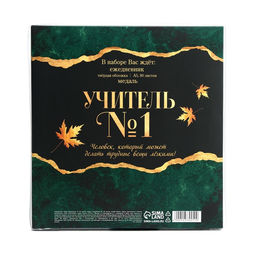 Подарочный набор, ежедневник А5, 80 л, медаль Лучший в мире учитель