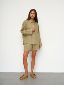 Рубашка короткая S021_Olive Yellow/Салатовый - M&G all natural фото 2