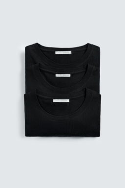 PACK 3 CAMISETA MEDIUM WEIGHT B?SICA / Negro