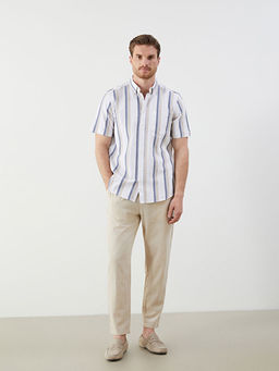 Regular Fit K?sa Kollu ?izgili Erkek G?mlek