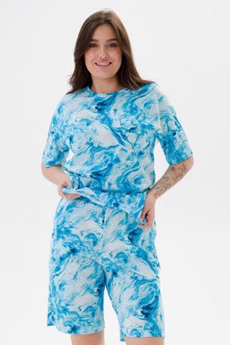 Шорты из кулирки унисекс дым бирюза