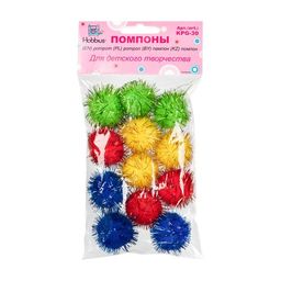 Hobbius KPG-30 Помпоны 30 мм 15 шт ассорти