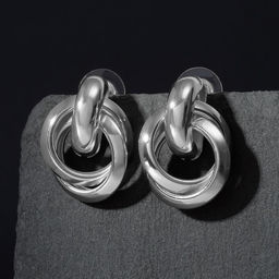 Серьги металл Геометрия круги на кольце, цвет серебро - Queen fair фото 2