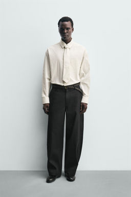 STRIPED SHIRT WITH CONTRAST TIE - Zara фото 9
