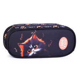 Пенал "I See You" 21x8x5 см, овальный для 50 предметов, с внутренним органайзером-створкой, плотный износостойкий полиэстер с водоотталкивающей пропиткой, на молнии