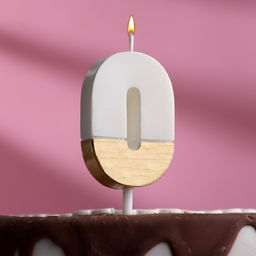 Свеча в торт Манхеттен, цифра 0, белая с золотом, 5 см