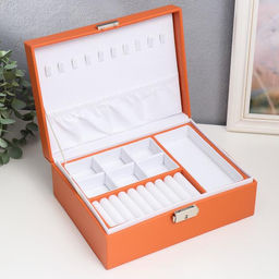 Шкатулка кожзам для украшений Бледно-розовая матовая 9х23х17 см - Simaland фото 7