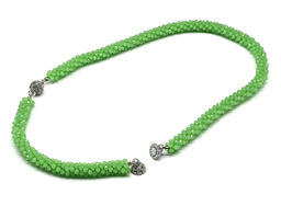 Бусы и браслет из циркона "Жгут" цв.зеленый светлый, 47см, 20см