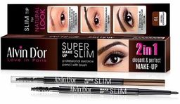 Alvin Dor P-8 Карандаш д/бровей механический с щеточкой Super Slim (тон 02 Dark Brown)