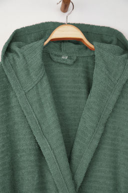 Trendyolmilla Home Ekru Cizgili Baglama Detayl? Unisex Bornoz TPHSS25NZ00000  фото 7