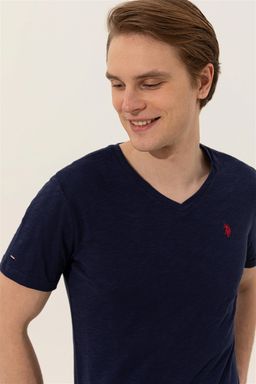 Мужская темно-синяя футболка с V-образным вырезом Basic - U.s. polo assn фото 2