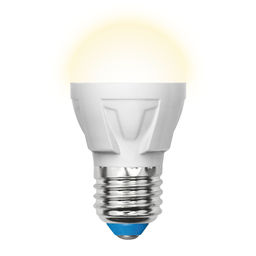 LED-G45 7W/WW/E27/FR PLP01WH Лампа светодиодная. Форма шар, матовая. Серия ЯРКАЯ. Теплый белый свет (3000K). Картон. ТМ Uniel
