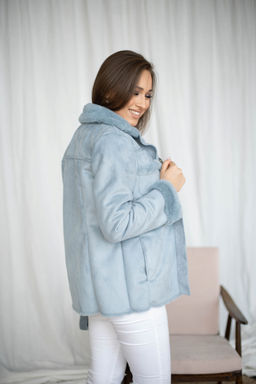 Дублёнка женская демисезонная 22565 (голубой)