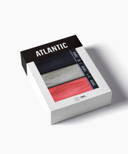 ATLANTIC 3MH-214 Трусы шорты Solid Summer - набор 3 шт. темно-синий + коралловый + серый меланж  фото 7
