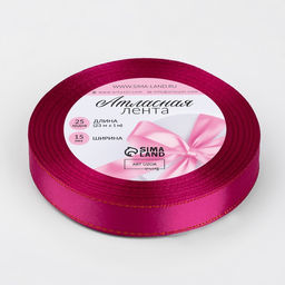 Лента атласная, с золотым люрексом, 15 мм, 23±1 м, розовая №72