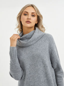 платье серое из шерсти с объемным воротом - Glenfield фото 6