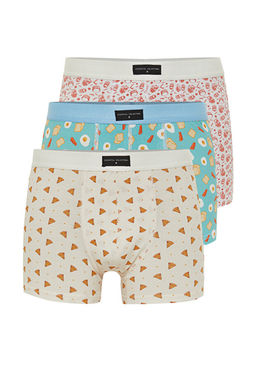 _ok Renkli 3l_ Paket Yiyecek Desenli Pamuklu Boxer TMNSS24BX00007