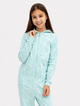 Комбинезон для девочек голубой с принтом драконы на цвете иней - Mark formelle фото 3