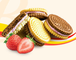 Сахарное (ПС248) мини с начинкой со вкусом КЛУБНИКА печенье вес 2 кг (Вижер)