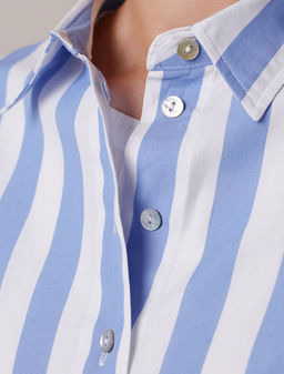 Блузка свободного силуэта в широкую полоску из 100 % хлопка - Vilatte фото 4