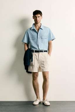 CAMISA CHAMBRAY BOLSILLOS / Azul claro