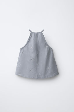 TOP HALTER LENTEJUELAS ALGOD?N Y LINO / Gris / Azul - Zara фото 3