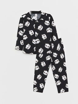 Polo Yaka Uzun Kollu Bask?l? Erkek Bebek Pijama Tak?m