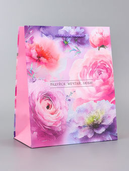 Цена за 2 шт. Пакет подарочный ламинированный вертикальный Цветочное ассорти, 18?22.3?10 см