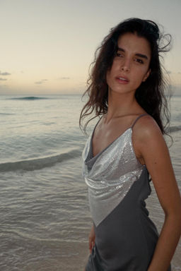 VESTIDO COMBINADO MALLA / Plomo oscuro - Zara фото 3