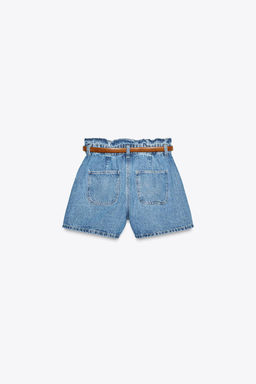 HIGH-WAIST Z1975 PAPERBAG DENIM BERMUDA SHORTS - Zara фото 6