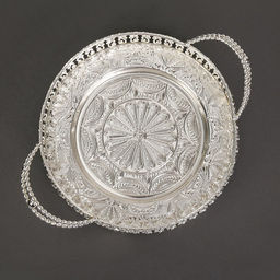 Поднос сервировочный «Солон», 34×24.5×9 см, с ручками, металл, серебристый