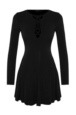 Trendyolmilla Siyah A-Kesim Baglama Detayl? Orme K?sa S?k Abiye Elbise TPRAW24EL00062 фото 7