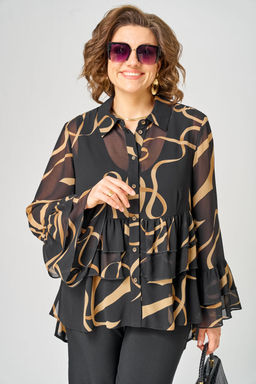 Блуза EVA GRANT 7221 принт ленты