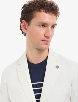 Ekru Slim Fit Keten Kar___ml_ Tak_m Elbise