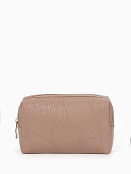 Косметичка ONE COLOR, на молнии, искусственная кожа, бежевая