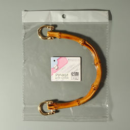 Ручка для сумки, бамбук, с полукольцами, 13.5×10.5 см, цвет бежевый/золотой