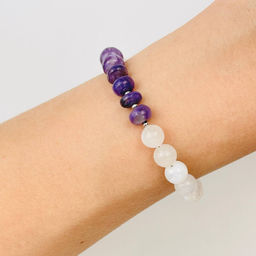 Браслет из Лунного камня и Чароита 17 см - Радуга самоцветов фото 3