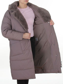 8806 GRAY/LILAC Пальто зимнее женское (200 гр. холлофайбер)