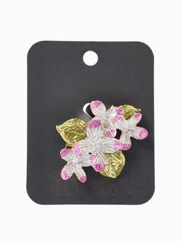 Брошь «Сакура» цветок, цвет зелено-розовый в золоте