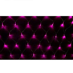 Электрогирлянда сетка 3*0,4 м, 100 ламп, розовый