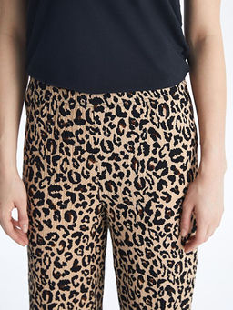 Beli Lastikli Leopar Desenli Kad?n Pantolon