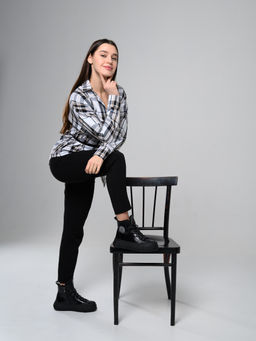 Ботинки 217.PODYUM151bl.Черный/байка