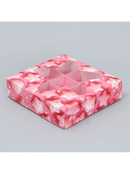 Цена за 5 шт. Коробка для конфет, кондитерская упаковка, 9 ячеек, «Сладости», 14.7×14.7×3.5 см