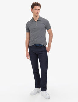 Antrasit Slim Fit %100 Pamuk K_vr_lmaz Polo Yaka Basic Ti__rt