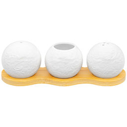 Вазочка под зубочистки + набор для специй 2 пр.20*6,5*6 см 75 мл "Лоза" на дер. подст.